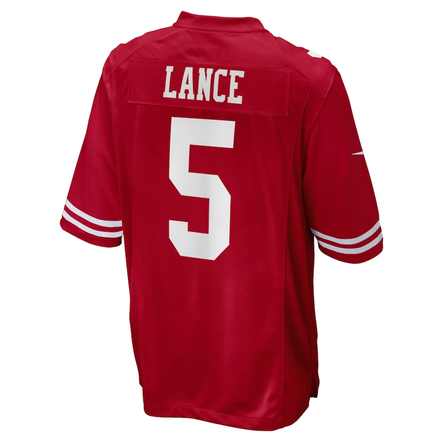 SF.49ers #5 Trey Lance Scarlet Player Game Jersey Stitched American Football Jerseys - Main View