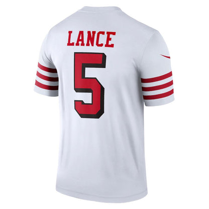 SF.49ers #5 Trey Lance White Alternate Legend Jersey Stitched American Football Jerseys - Main View