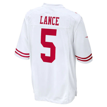 SF.49ers #5 Trey Lance White Game Jersey Stitched American Football Jerseys - Main View