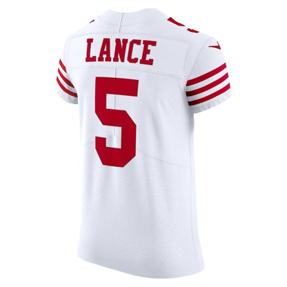 SF.49ers #5 Trey Lance White Vapor Elite Jersey Stitched American Football Jerseys - Main View