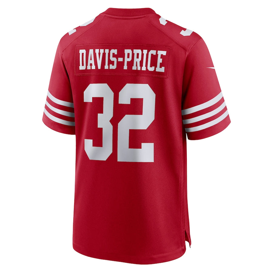 SF.49ers #32 Tyrion Davis-Price Scarlet Game Player Jersey Stitched American Football Jerseys - Main View