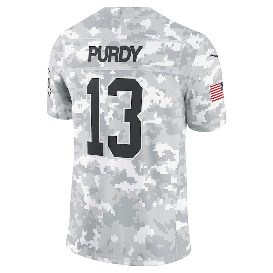 SF.49ers #13 Brock Purdy Arctic Camo 2024 Salute to Service Limited Stitched American Football Jerseys - Main View