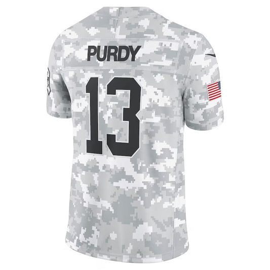 SF.49ers #13 Brock Purdy Arctic Camo 2024 Salute to Service Limited Stitched American Football Jerseys - Main View