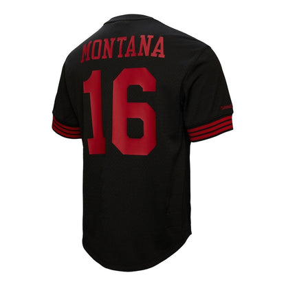 SF.49ers #16 Joe Montana Mitchell & Ness Black Retired Player Name & Number Mesh Top American Football Jersey - Main View