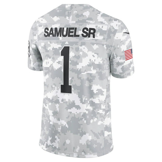 SF.49ers #1 Deebo Samuel Sr Arctic Camo 2024 Salute to Service Limited Stitched American Football Jerseys - Main View