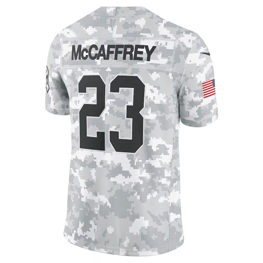 SF.49ers #23 Christian McCaffrey Arctic Camo 2024 Salute to Service Limited Stitched American Football Jerseys - Main View