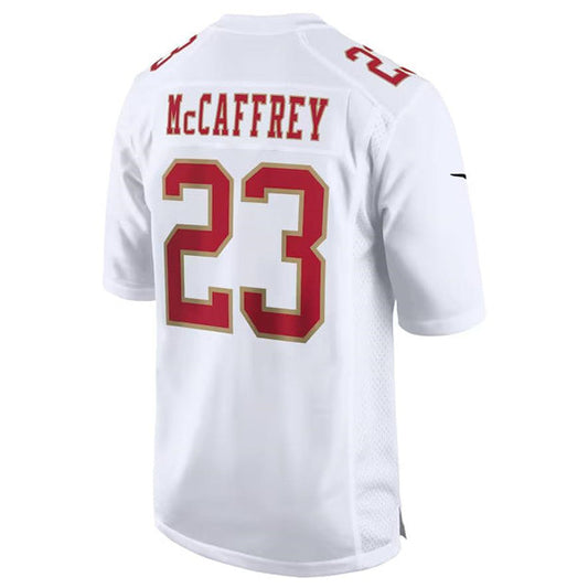 SF.49ers #23 Christian McCaffrey White carlet Player Game Jersey Stitched American Football Jerseys - Main View