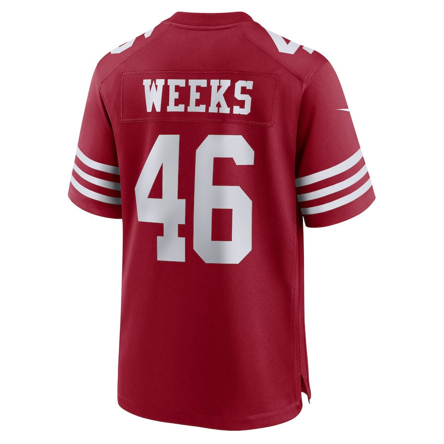 SF.49ers #46 Jon Weeks Scarlet Team Game American Football Jerseys - Main View