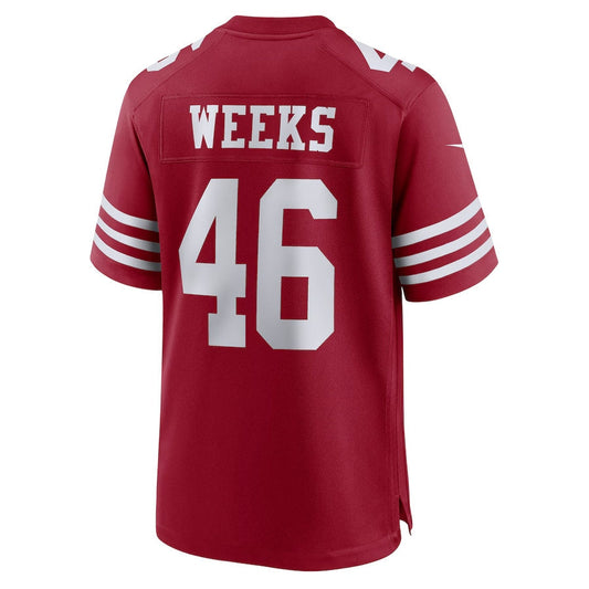 SF.49ers #46 Jon Weeks Scarlet Team Game American Football Jerseys - Main View