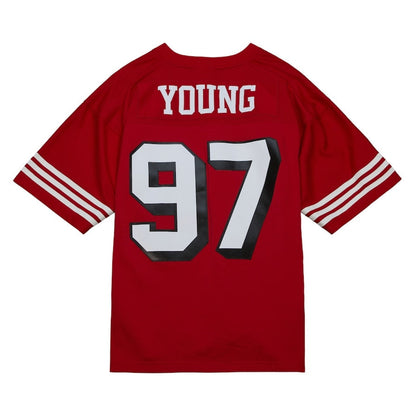 SF.49ers #97 Bryant Young Mitchell & Ness Legacy Replica Jersey - Scarlet Stitched American Football Jerseys - Main View