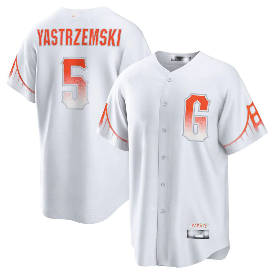 San Francisco Giants #5 Mike Yastrzemski White City Connect Replica Player Jersey Baseball Jerseys - Main View