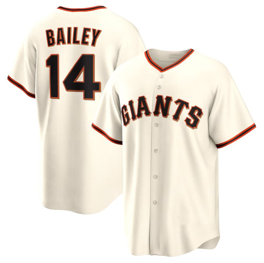 San Francisco Giants #14 Patrick Bailey Home Replica Jersey - Cream Stitched Baseball Jersey - Main View