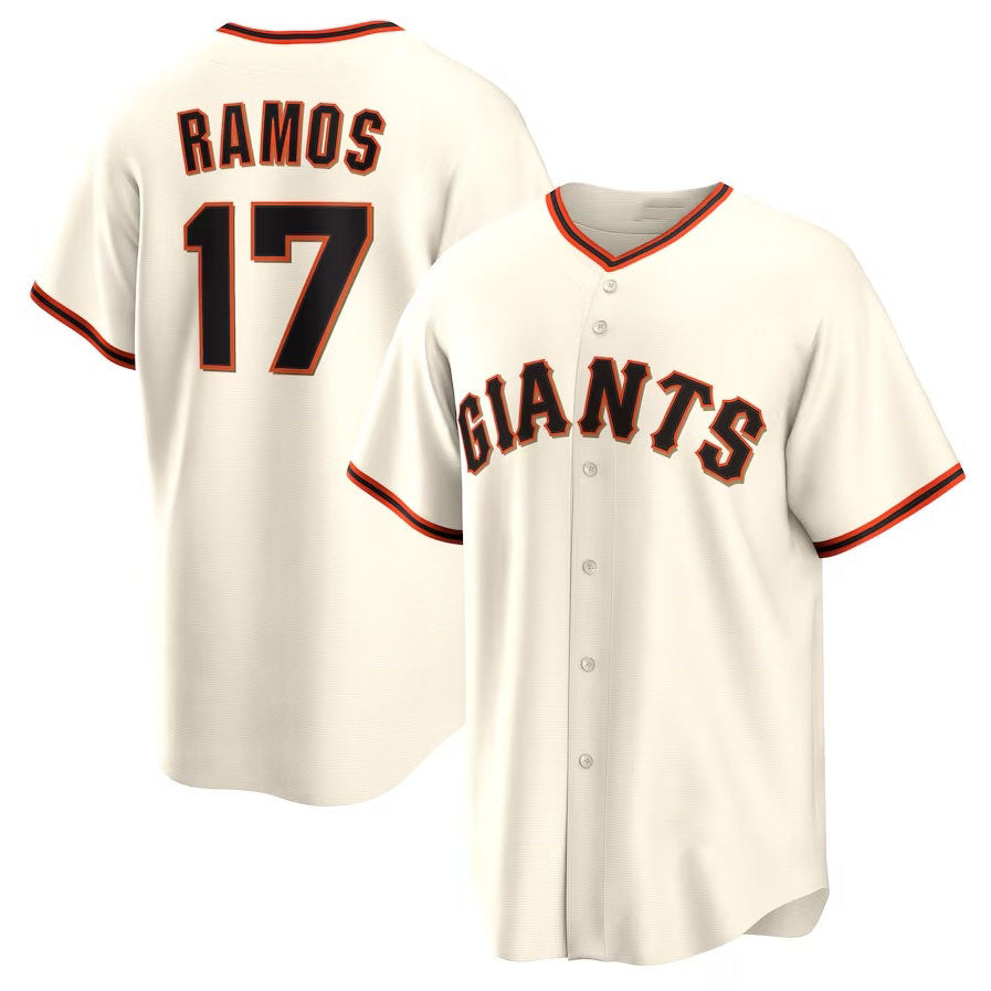 San Francisco Giants #17 Heliot Ramos Home Replica Jersey - Cream Stitched Baseball Jersey - Main View