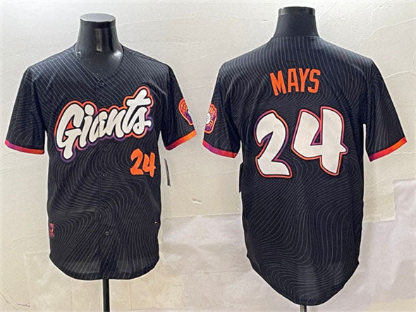 San Francisco Giants #24 Willie Mays Anthracite 2025 City Connect Limited Stitched Baseball Jersey - Main View