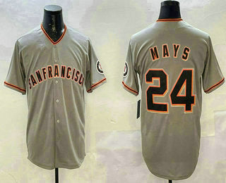 San Francisco Giants #24 Willie Mays Grey Limited Stitched Baseball Jersey - Main View
