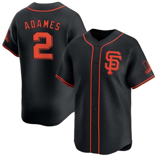 San Francisco Giants #2 Willy Adames Black 2024 Black AlternateLimited Stitched Baseball Jersey - Main View