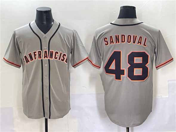 San Francisco Giants #48 Pablo Sandoval Gray Cool Base Stitched Baseball Jersey - Main View