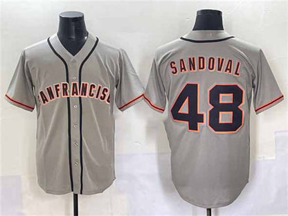 San Francisco Giants #48 Pablo Sandoval Gray Cool Base Stitched Baseball Jersey - Main View