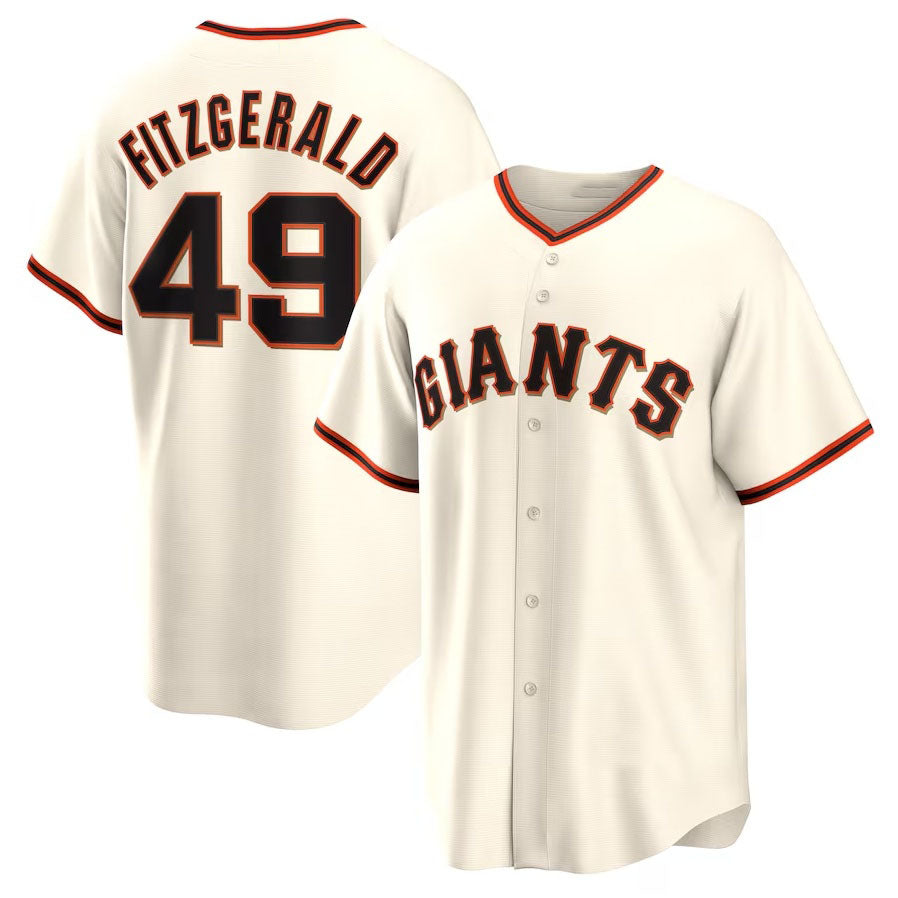 San Francisco Giants #49 Tyler Fitzgerald Home Replica Jersey - Cream Stitched Baseball Jersey - Main View