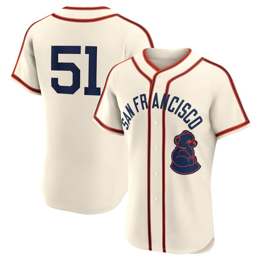 San Francisco Giants #51 Jung Hoo Lee 2024 Rickwood Classic Authentic Player Jersey - Cream Stitched Baseball Jersey - Main View