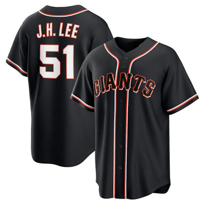 San Francisco Giants #51 Jung Hoo Lee Black Out Stitched Baseball Jersey - Main View