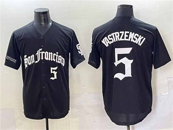 San Francisco Giants #5 Mike Yastrzemski Black 'Gothic Fog Edition' Vapor Premier Limited Stitched Baseball Jersey - Main View