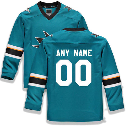 Custom SJ.Sharks Fanatics Branded Home Replica Custom Jersey Teal Stitched American Hockey Jerseys - Main View