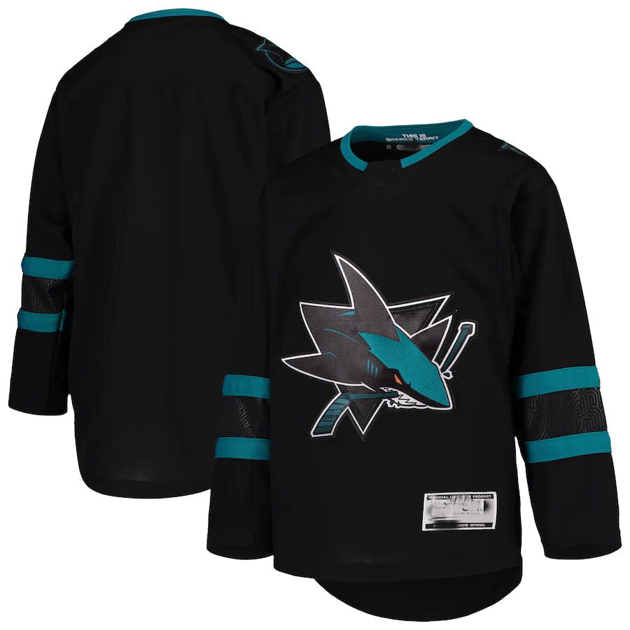 SJ.Sharks Alternate Premier Blank Jersey Black Stitched American Hockey Jerseys - Main View