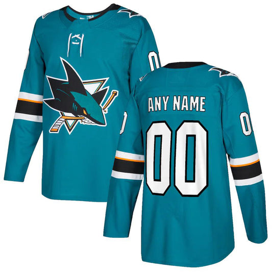 Custom SJ.Sharks Authentic  Jersey  Teal Stitched American Hockey Jerseys - Main View