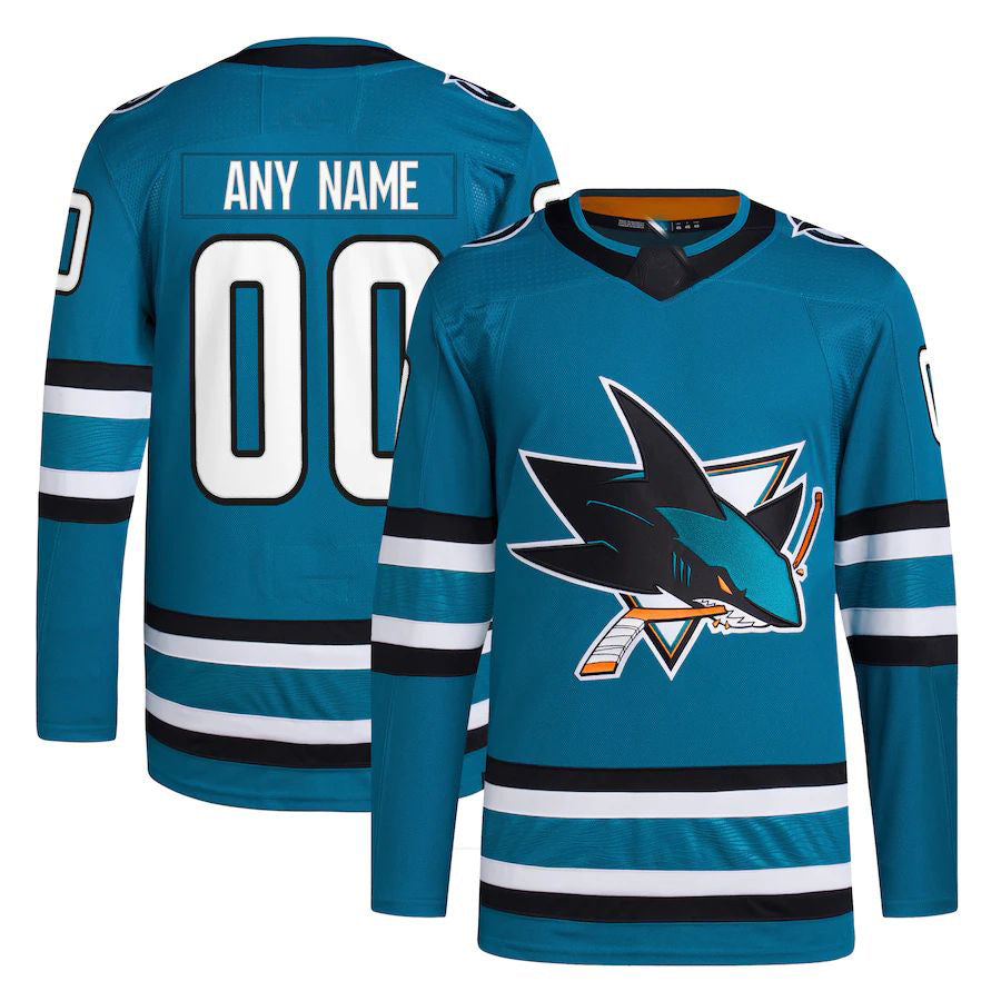 Custom SJ.Sharks Home Primegreen Authentic Pro Jersey Teal Stitched American Hockey Jerseys - Main View