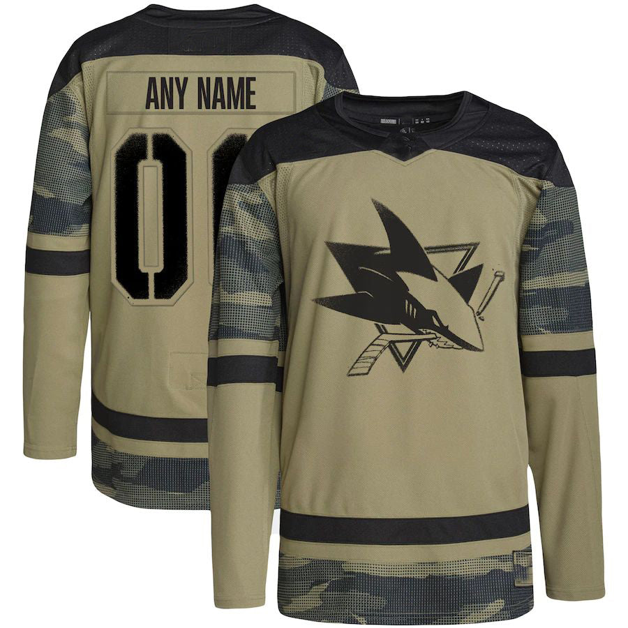 Custom SJ.Sharks Military Appreciation Team Authentic Practice Jersey Camo Stitched American Hockey Jerseys - Main View