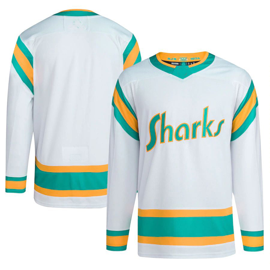 SJ.Sharks Reverse Retro 2.0 Authentic Blank Jersey White Stitched American Hockey Jerseys - Main View