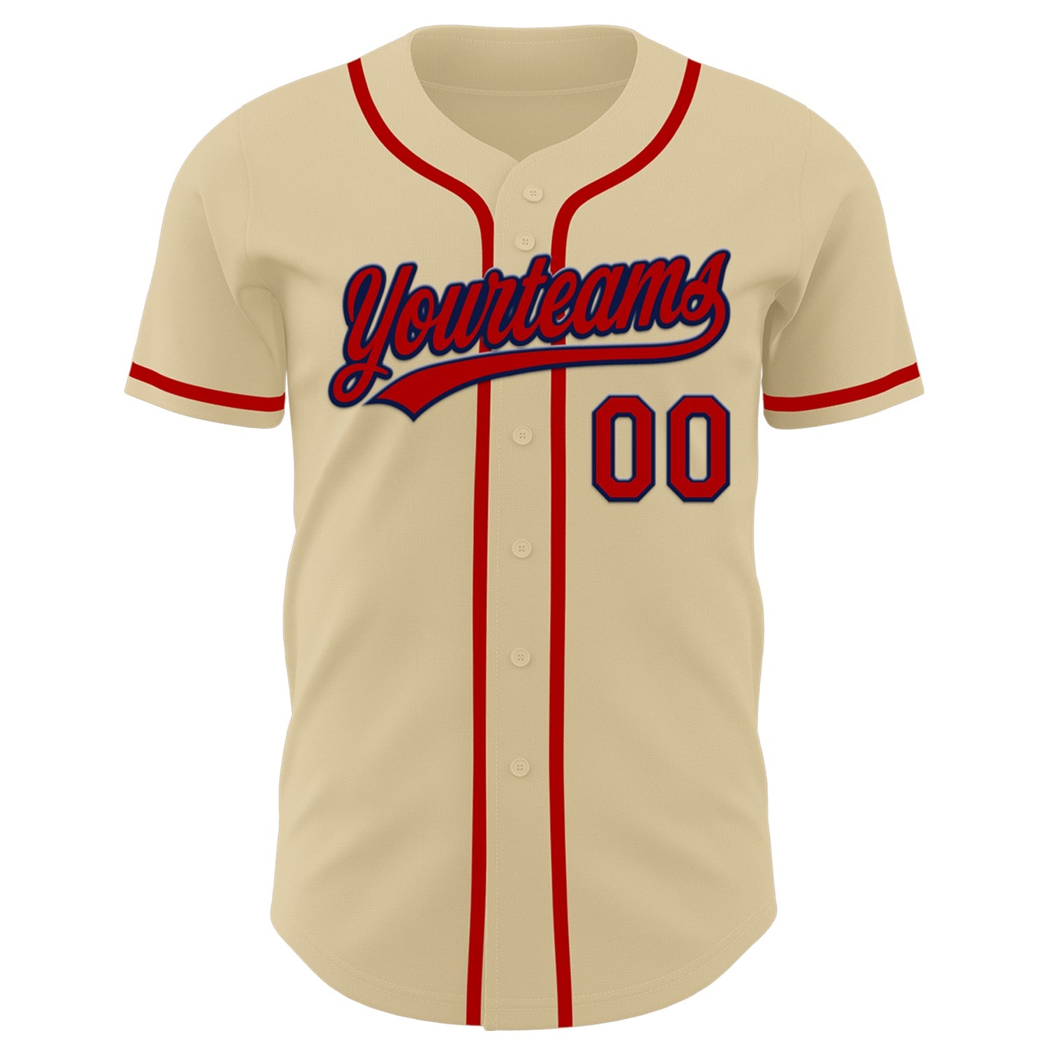 Custom Sand Red-Navy Authentic Baseball Jersey view 2