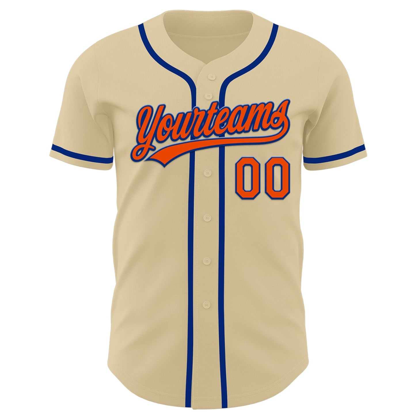 Custom Sand Orange-Royal Authentic Baseball Jersey view 2