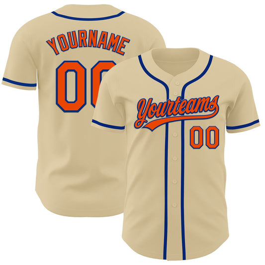 Custom Sand Orange-Royal Authentic Baseball Jersey - Main View