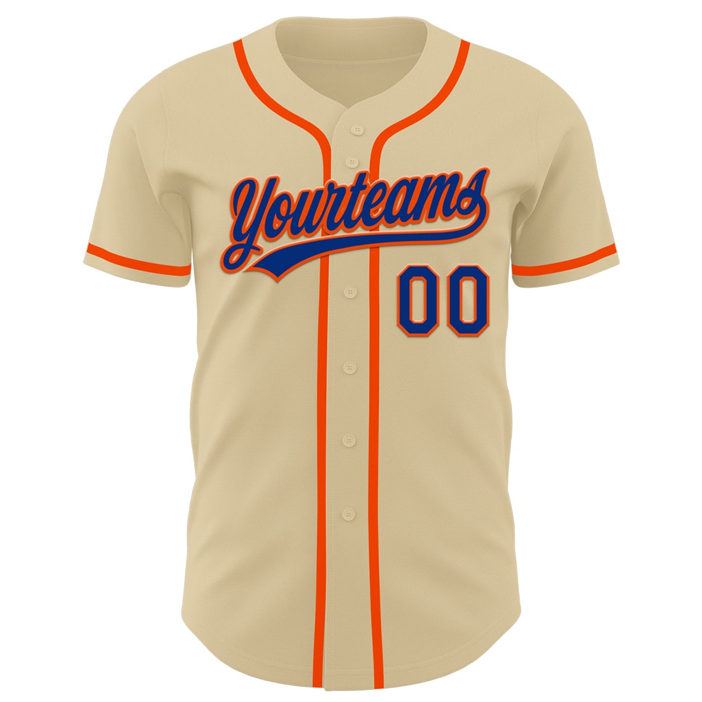 Custom Sand Royal-Orange Authentic Baseball Jersey view 2