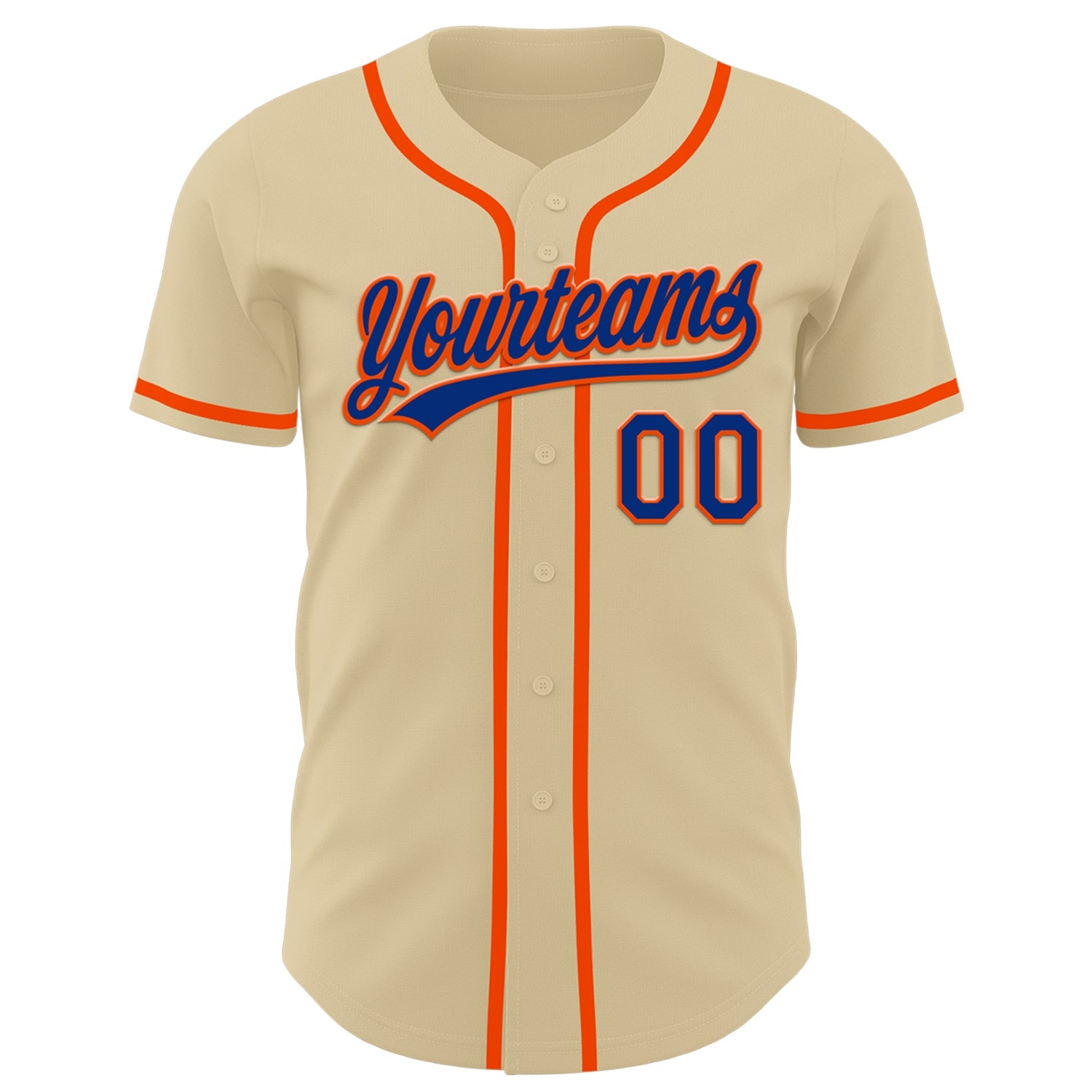 Custom Sand Royal-Orange Authentic Baseball Jersey view 2
