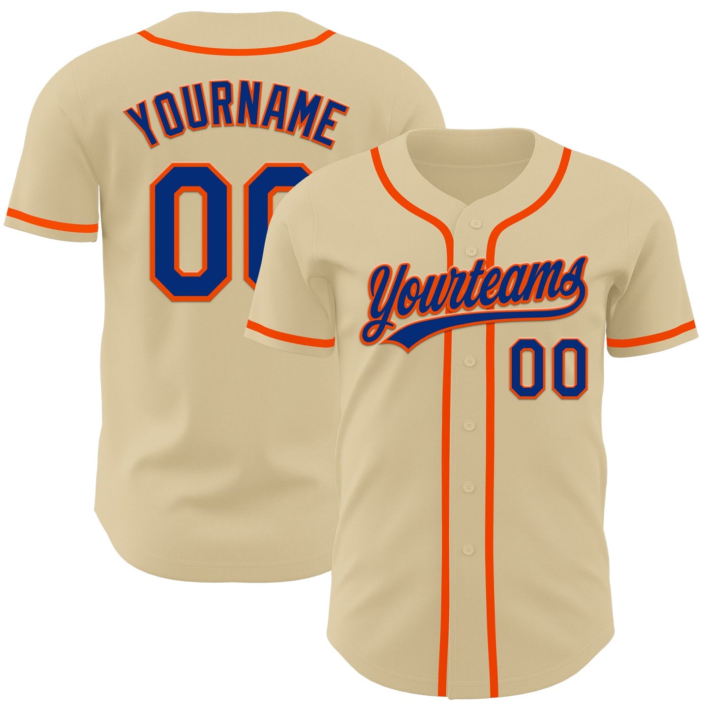 Custom Sand Royal-Orange Authentic Baseball Jersey - Main View