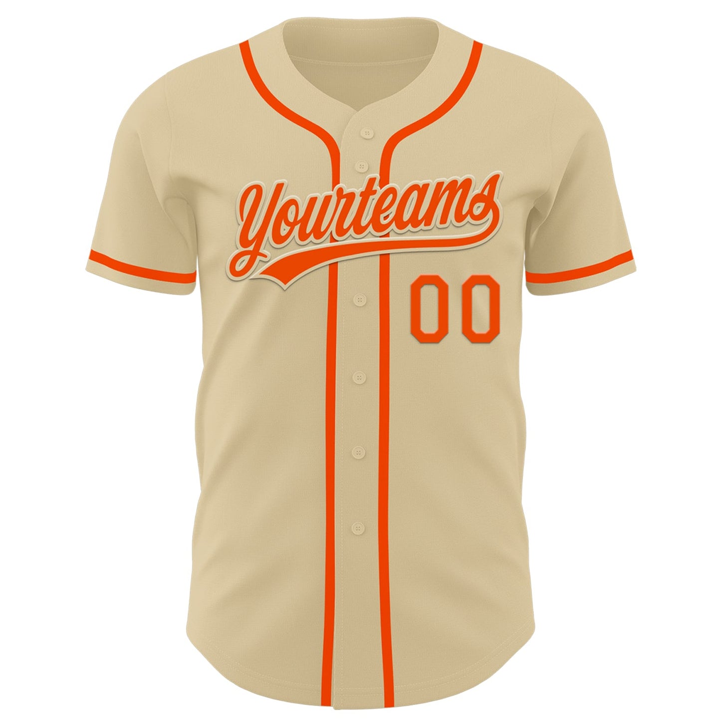 Custom Sand Orange Authentic Baseball Jersey view 2