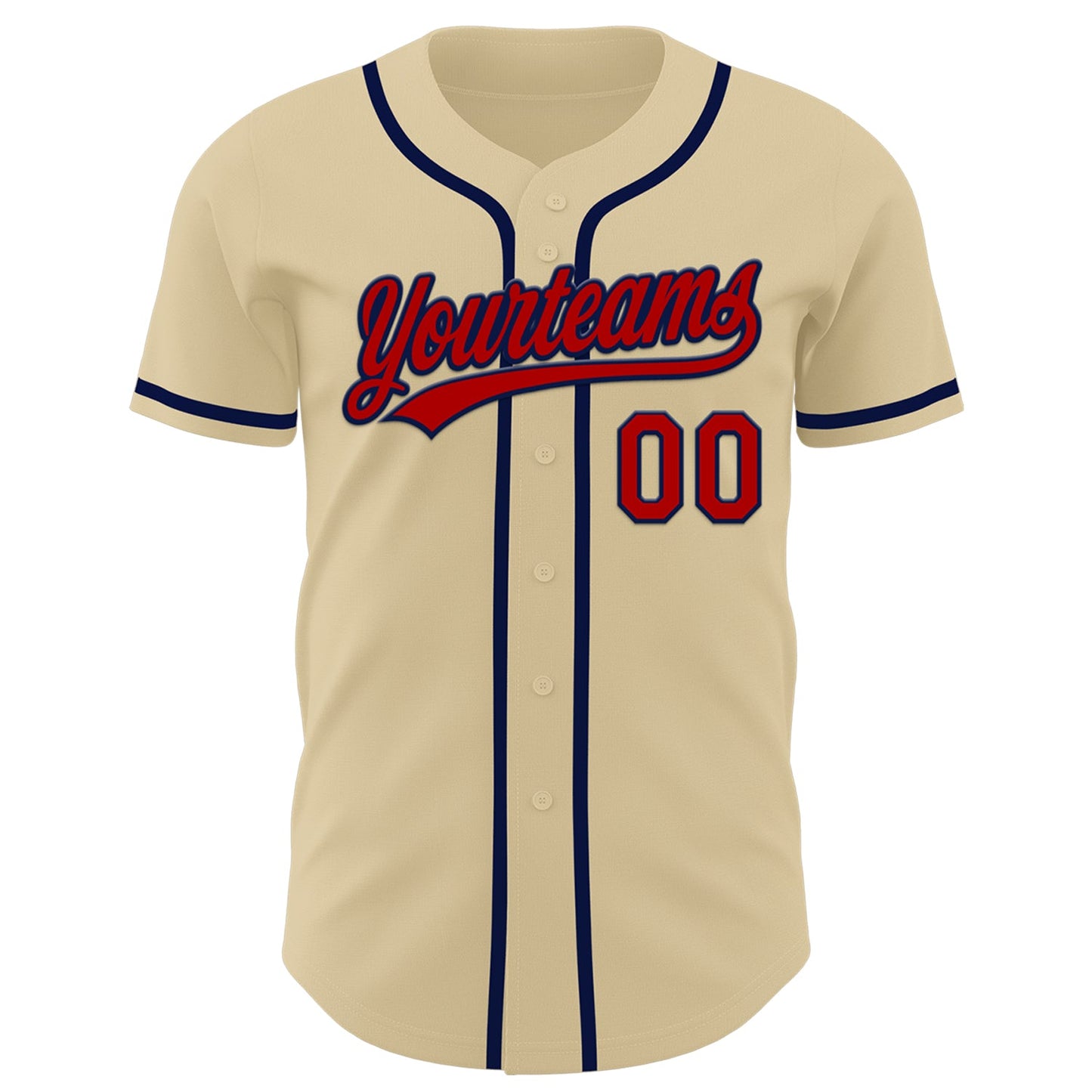 Custom Sand Red-Navy Authentic Baseball Jersey view 2
