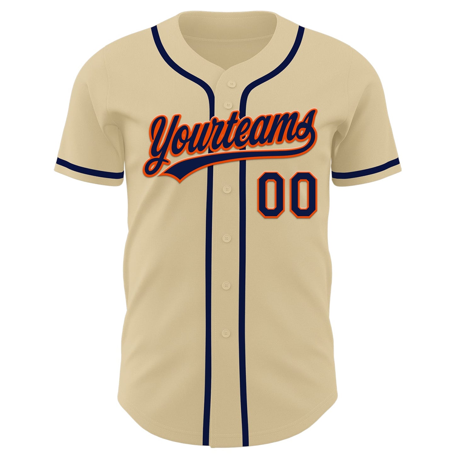 Custom Sand Navy-Orange Authentic Baseball Jersey view 2