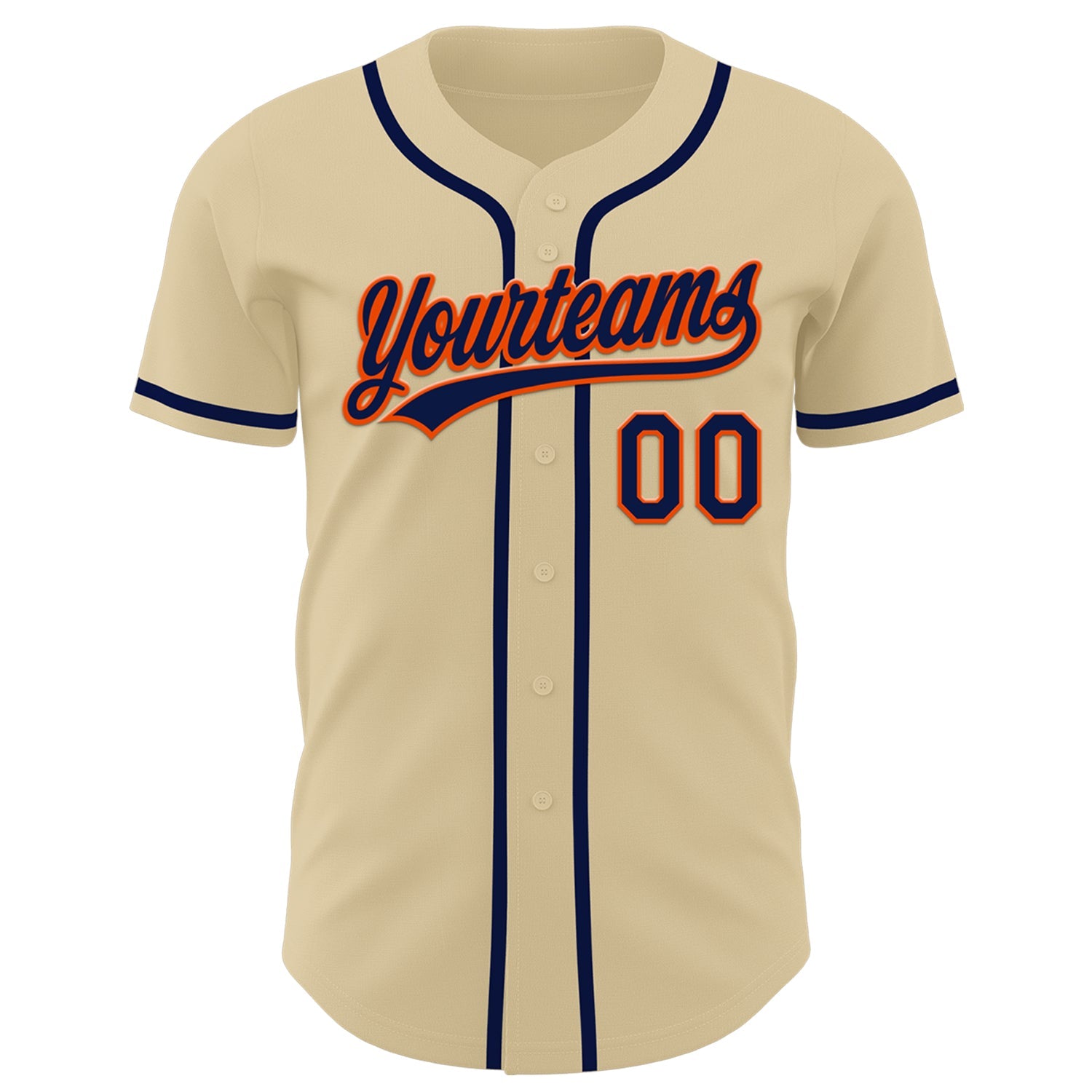 Custom Sand Navy-Orange Authentic Baseball Jersey view 2