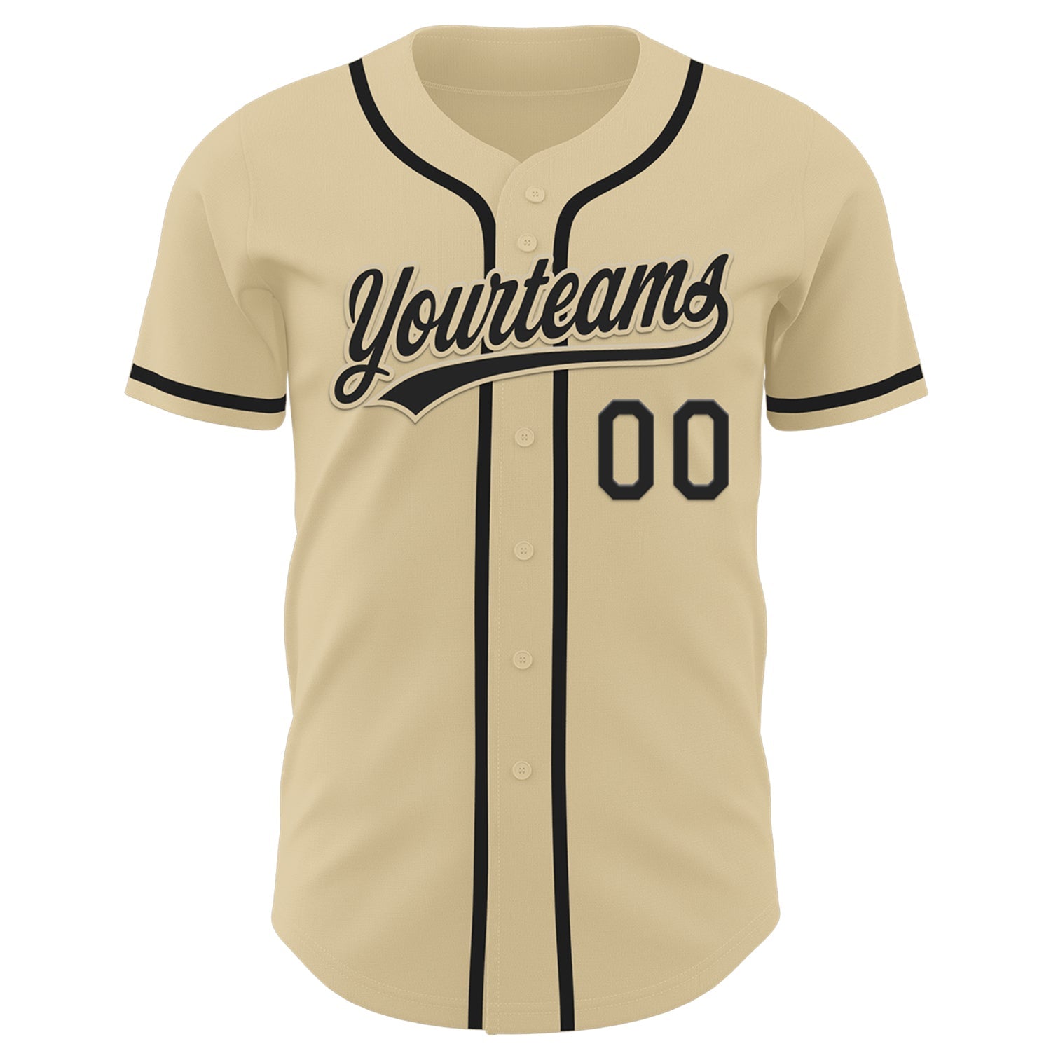 Custom Sand Black Authentic Baseball Jersey view 2