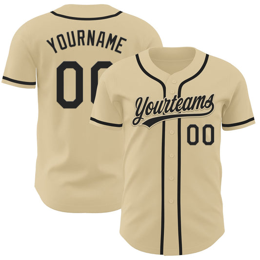Custom Sand Black Authentic Baseball Jersey - Main View