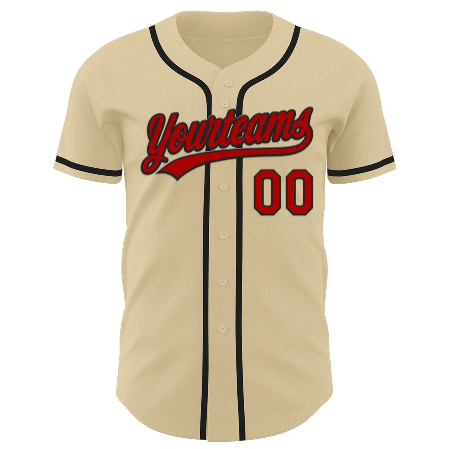 Custom Sand Red-Black Authentic Baseball Jersey view 2