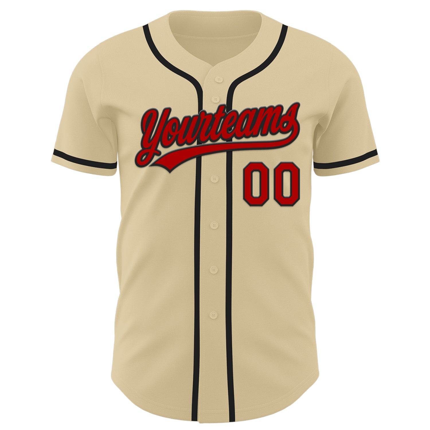 Custom Sand Red-Black Authentic Baseball Jersey view 2