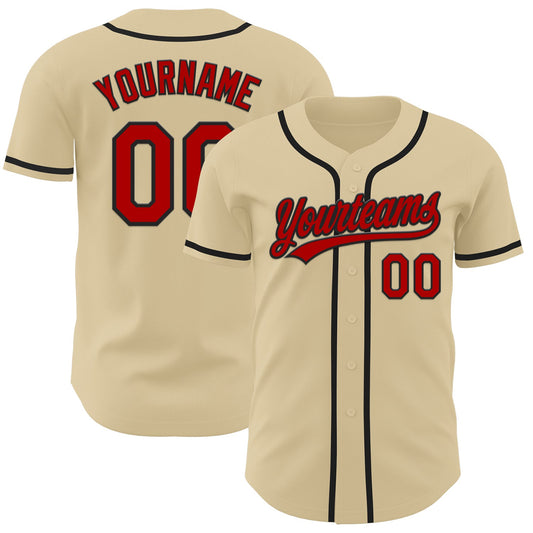 Custom Sand Red-Black Authentic Baseball Jersey - Main View