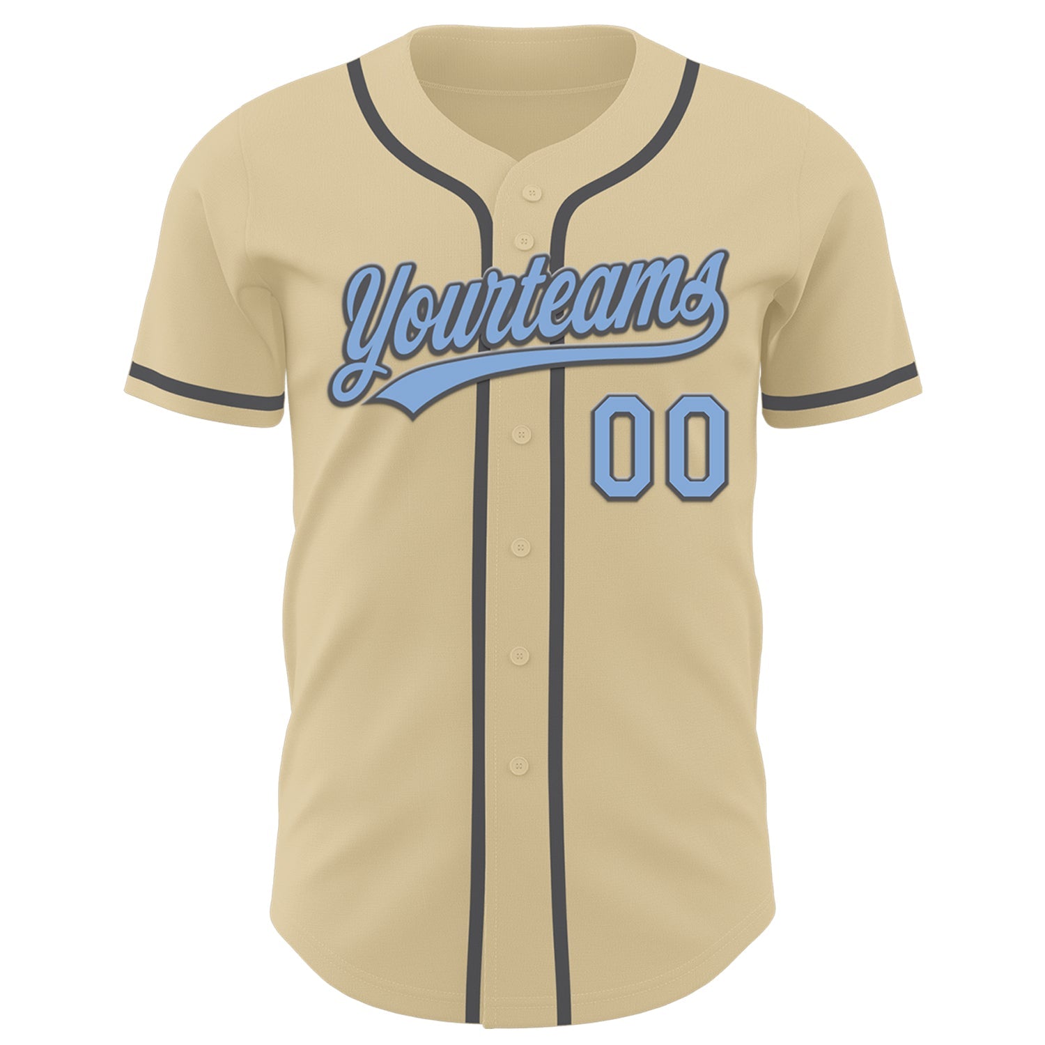 Custom Sand Light Blue-Steel Gray Authentic Baseball Jersey view 2