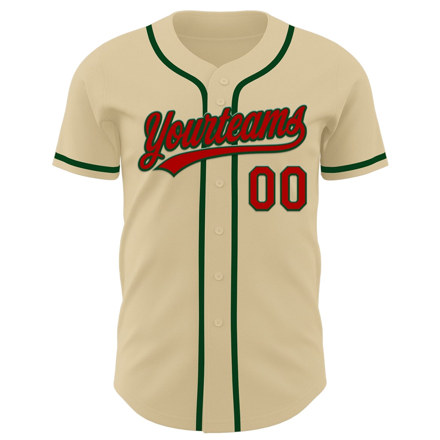Custom Sand Red-Green Authentic Baseball Jersey view 2