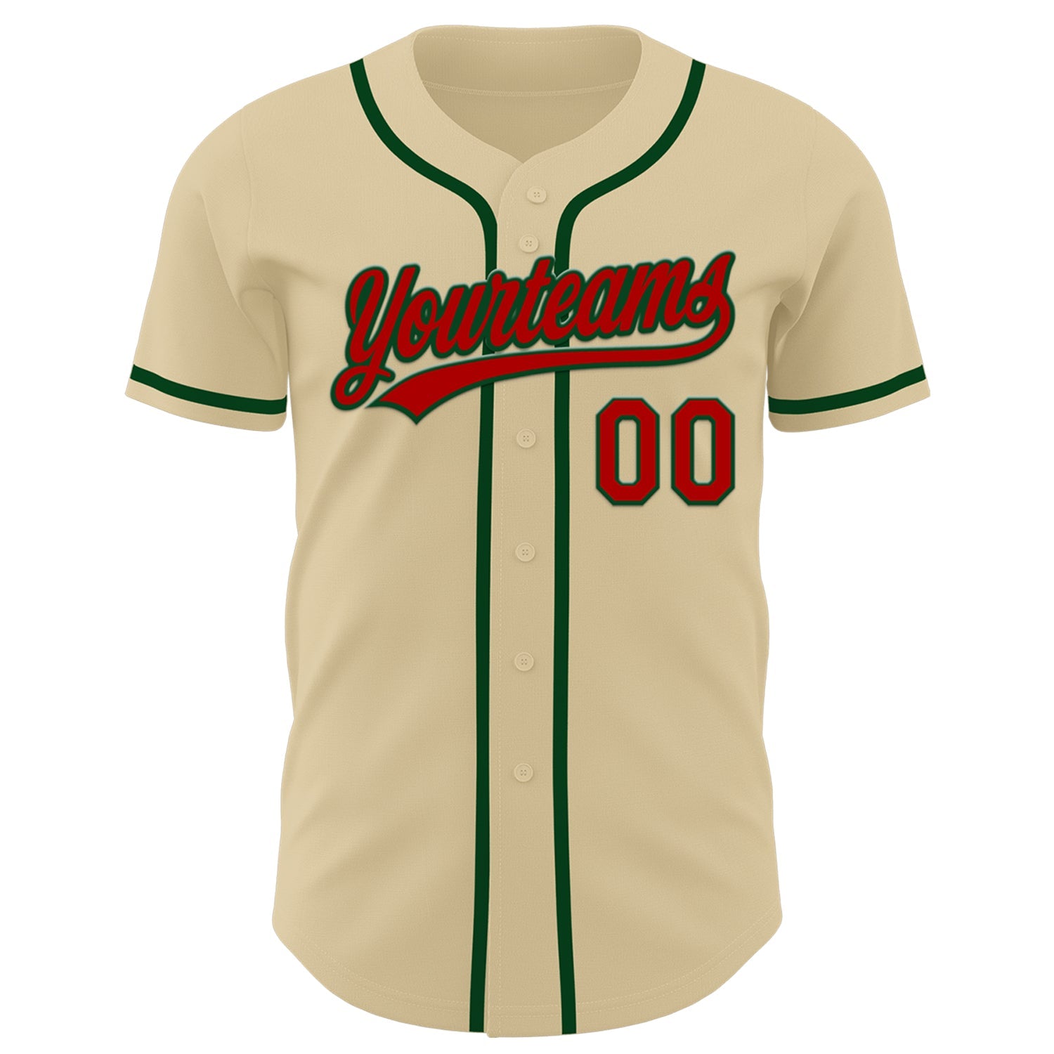 Custom Sand Red-Green Authentic Baseball Jersey view 2